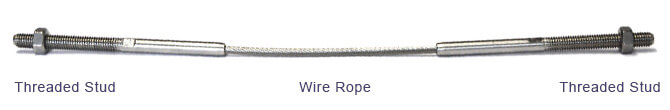 Wire Rope Assembly - Threaded Stud - Stainless Steel